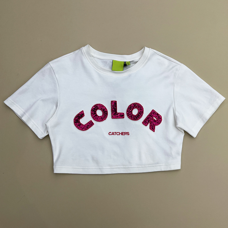 hongfeng specializes in women white t shirt designs with custom embroidery and high quality.